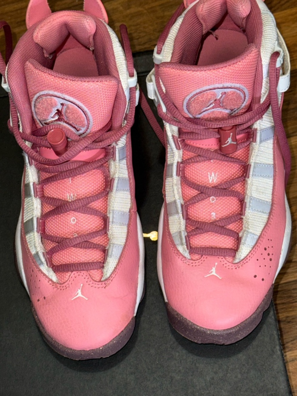 Nike Air Jordan 6 Rings GS Coral Chalk Desert Berry White Size 5Y Girls w/box - Picture 4 of 16